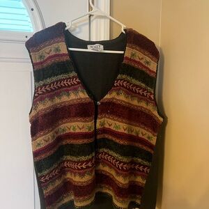 Vintage Koret Embroidered Button-Up Sweater Vest Size 1X
